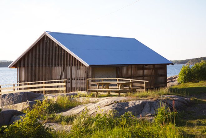 Snøhetta, renovated, Hudøy Cabin, Norway, corrugated polycarbonate, recycled wood, green renovation