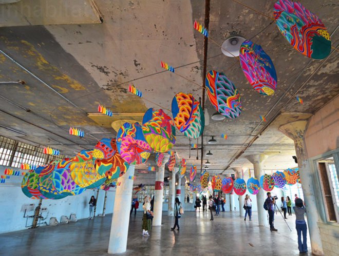 ai weiwei, @large, alcatraz, with wind, san francisco, ai weiwei alcatraz, green design, politics, political art, green art, green design, sustainable design, alcatraz prison, kites, dragon kite, handmade kite, green materials, freedom, freedom of expression