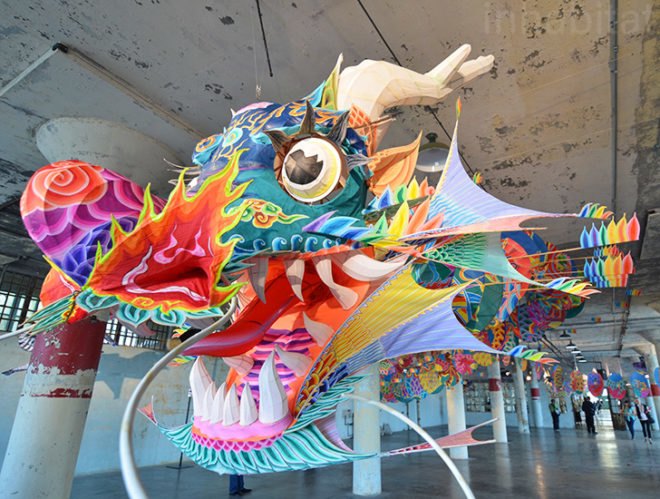 ai weiwei, @large, alcatraz, with wind, san francisco, ai weiwei alcatraz, green design, politics, political art, green art, green design, sustainable design, alcatraz prison, kites, dragon kite, handmade kite, green materials, freedom, freedom of expression