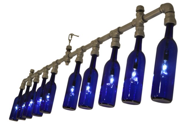 Chicwatts, upcycled lights, upcycled lighting, upcycled lamps, green lighting, upcycled bottles, landfill waste, art, design, green design, green lighting