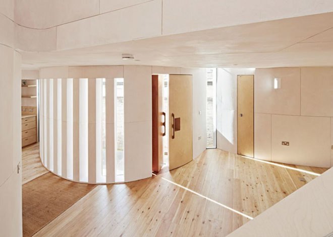 Chimes House, David Sheppard Architects, UK architects, small houses, curved walls, pianist home, daylit home, natural lighting, tiny spaces