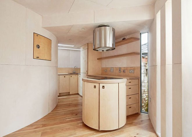 Chimes House, David Sheppard Architects, UK architects, small houses, curved walls, pianist home, daylit home, natural lighting, tiny spaces