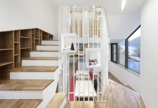 skip floor, conan house, moon Hoon, south korea, bangdong, toy-like architecture, polygonal house, slide, playroom, central atrium, asymmetrical house,