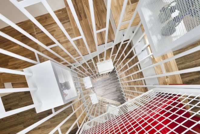 skip floor, conan house, moon Hoon, south korea, bangdong, toy-like architecture, polygonal house, slide, playroom, central atrium, asymmetrical house,