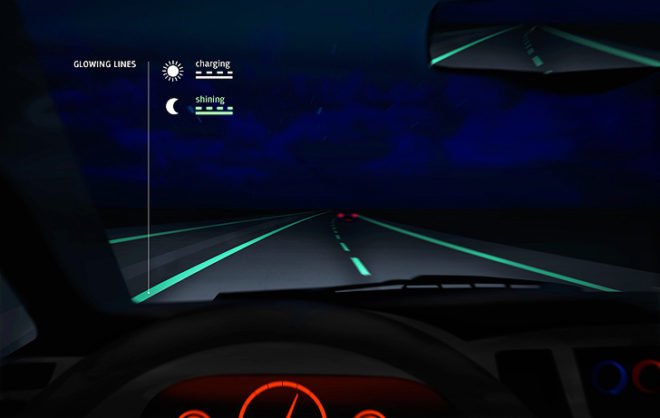 green design, eco design, sustainable design, Daan Roosengaarde, Smart highways, Glowing Highways, Heijmans Infrastructure, solar powered highway, Glowing Lines