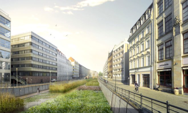 Flussbad Berlin, Berlin, Germany, River Spree, Spree Canal, brownfield redevelopment, urban rejuvenation, swimming pool, green space, water filtration, gravel filtration, reed beds