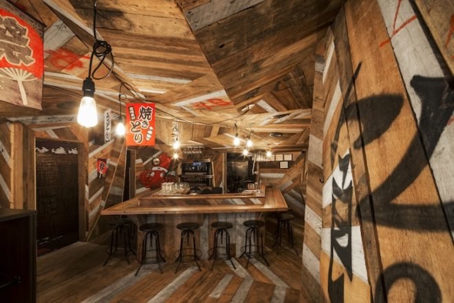 reclaimed wood, Dominic Samson, izakaya, Jean de Lessard, Japanese pub, montreal, interior design, reclaimed timber, recycled wood, locally sourced wood,
