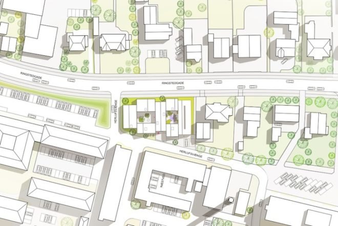 EFFEKT, Livsrum, cancer counseling center, hospital building, denmark, danish architecture, cancer center architecture, wellness buildings, fiber-cement boards, courtyards