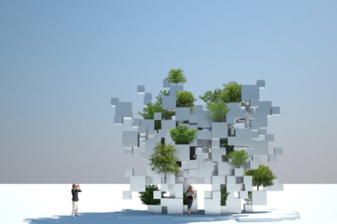 Many Small Cubes, Sou Fujimoto, FIAC 2014, art installation, sculpture, architectural sculpture, galerie philippe gravier, patrick rimoux