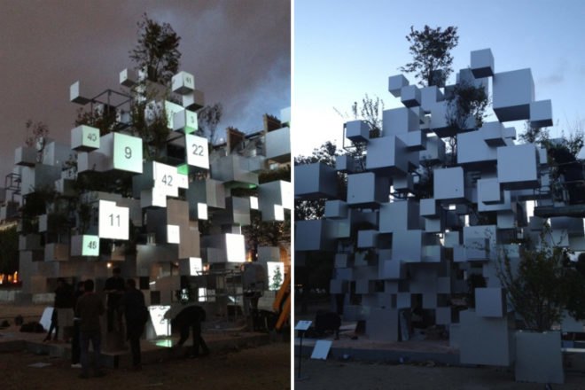 Many Small Cubes, Sou Fujimoto, FIAC 2014, art installation, sculpture, architectural sculpture, galerie philippe gravier, patrick rimoux