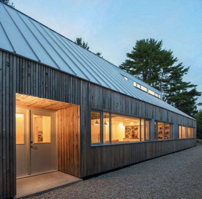 Omar Gandhi, OSB, plywood, Moore Studio, Nova Scotia, Canada, Canadian architecture, industrial fixtures, concrete flooring, nova scotia vernacular, clerestory window, natural light, wood cabin, cabin, artists retreat, artist studio
