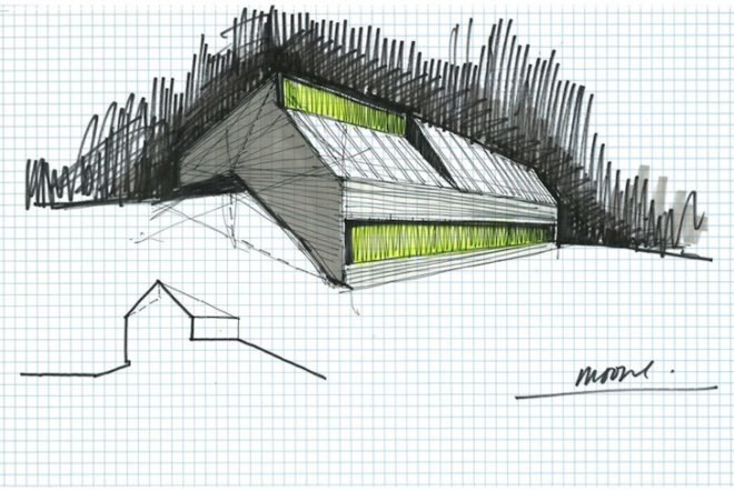Omar Gandhi, OSB, plywood, Moore Studio, Nova Scotia, Canada, Canadian architecture, industrial fixtures, concrete flooring, nova scotia vernacular, clerestory window, natural light, wood cabin, cabin, artists retreat, artist studio