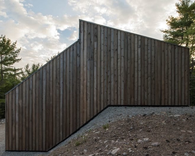Omar Gandhi, OSB, plywood, Moore Studio, Nova Scotia, Canada, Canadian architecture, industrial fixtures, concrete flooring, nova scotia vernacular, clerestory window, natural light, wood cabin, cabin, artists retreat, artist studio