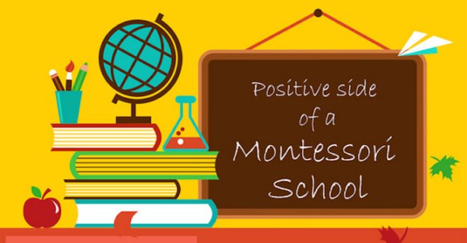 Montessori School, Naudain Academy, New Jersey, infographic, alternative education, no test school, nature-centered education, play time, children, positive side of Montessori, Montessori schooling, education,