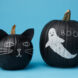 pumpkin, pumpkin carving, Halloween, jack-o'-lantern, contemporary pumpkin crafts, kids Halloween craft, craft, painting, glitter, washi tape, stickers,