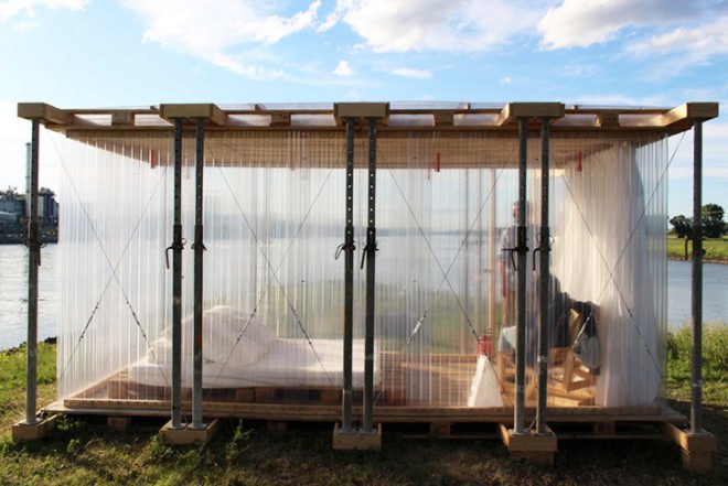 Raumlabor, temporary hotel, Mannheim, Germany, Theater der Welt festival, recycled materials, pop up hotel, low budget, resourceful accommodation