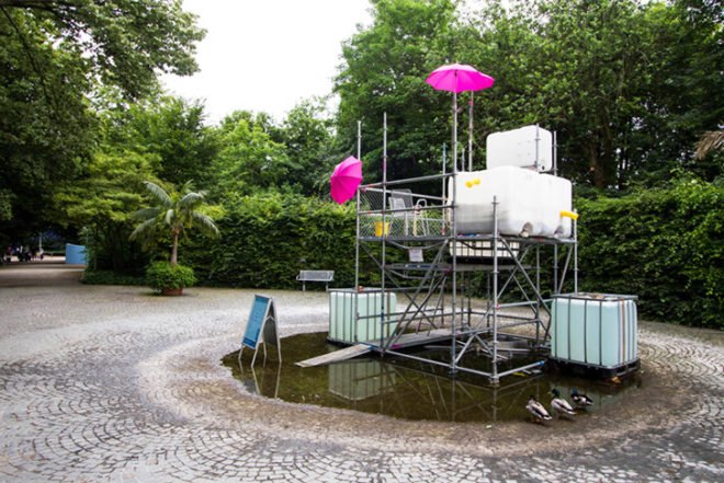 Raumlabor, temporary hotel, Mannheim, Germany, Theater der Welt festival, recycled materials, pop up hotel, low budget, resourceful accommodation