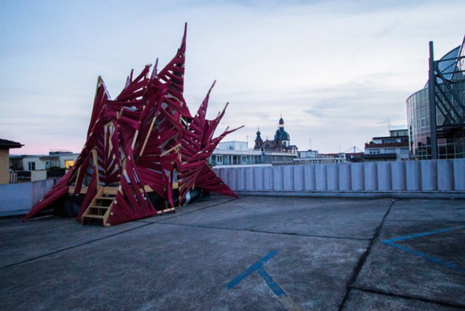 Raumlabor, temporary hotel, Mannheim, Germany, Theater der Welt festival, recycled materials, pop up hotel, low budget, resourceful accommodation