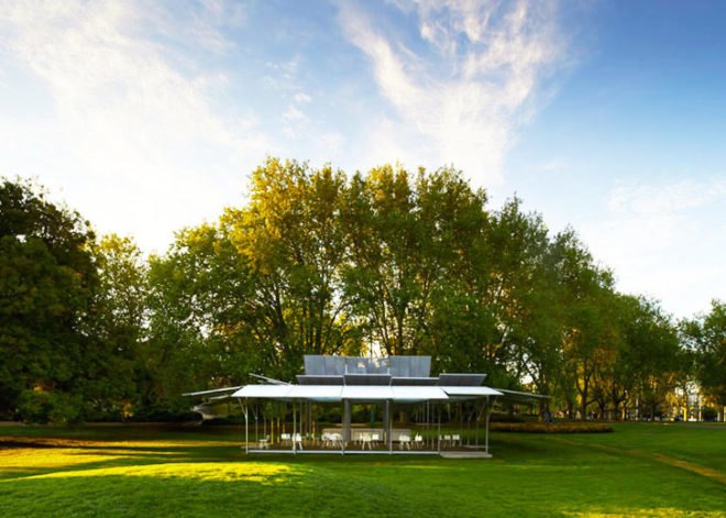 green design, eco design, sustainable design, Sean Godsell, convertible pavilion, Queen victoria Gardens Melbourne, MPavilion, pneumatic arm pavilion