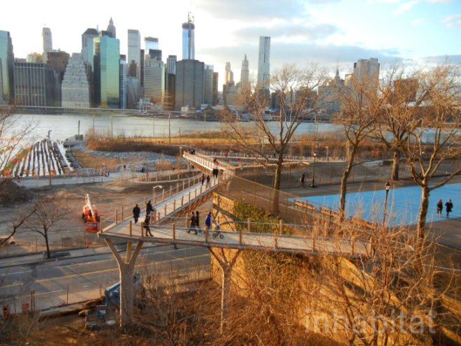 Brooklyn bridge, Squibb Park Bridge, Brooklyn promenade, Squibb Park, bouncy bridge brooklyn, Brooklyn Bridge Park, bridge design, park design, park infrastructure