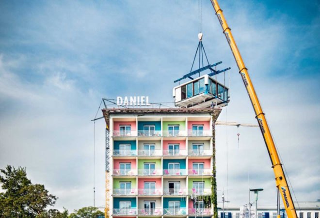 green design, eco design, sustainable design , hotel Daniel, LoftCube, pop up penthouse, Studio Aisslinger, Graz Austria