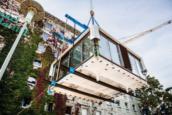 green design, eco design, sustainable design , hotel Daniel, LoftCube, pop up penthouse, Studio Aisslinger, Graz Austria
