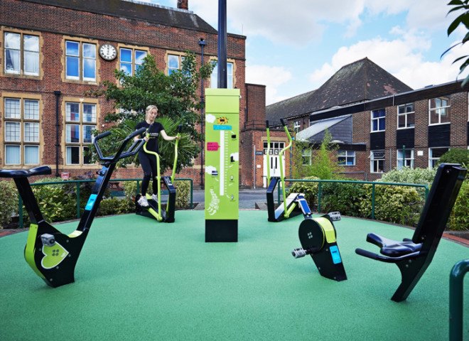 Great Outdoor Gym Company, outdoor gym, green heart, gym, exercise, energy, human energy