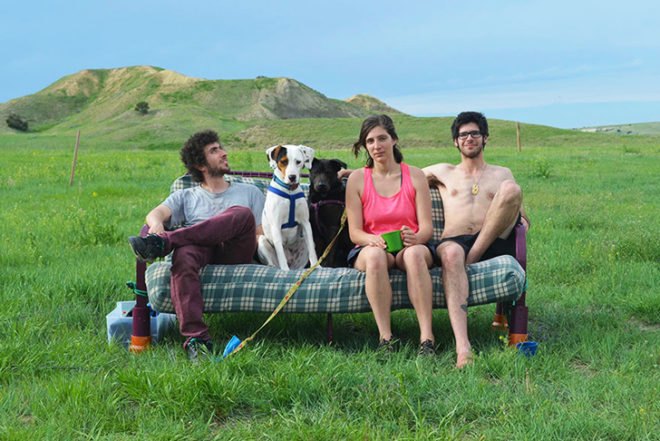 three friends, two dogs, couch surfing US, photo series, natural landscapes,