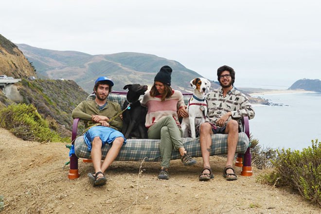 three friends, two dogs, couch surfing US, photo series, natural landscapes,
