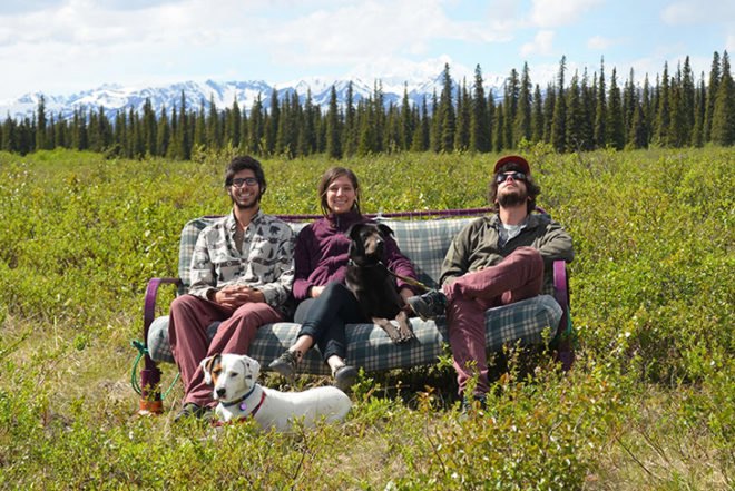 three friends, two dogs, couch surfing US, photo series, natural landscapes,