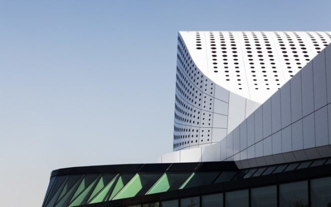 UNStudio, Theatre de Stoep, Spijkeniss, architecture, theater design, theater acoustics, urban design, dutch architecture, LED lighting