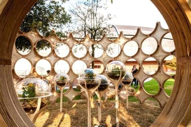 Wunderbugs, pavilion, wood pavilion, OFL Architecture, Francesco Lipari, Vanessa Todaro, microcontroller, Arduino, sensors, audio installation, roman baroque, cnc milled wood, modular pavilion, ultrasonic sensors, insects,