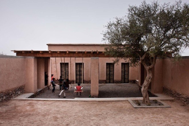 Bioclimatic, bioclimatic architecture, Dorian Vauzelle, Nicolas Coeckelberghs, BC architects, rammed earth, locally sourced materials, locally sourced stone, the Goodplanet foundation, united carbon action program, Morocco, Aknaibich, adobe walls, mud bricks