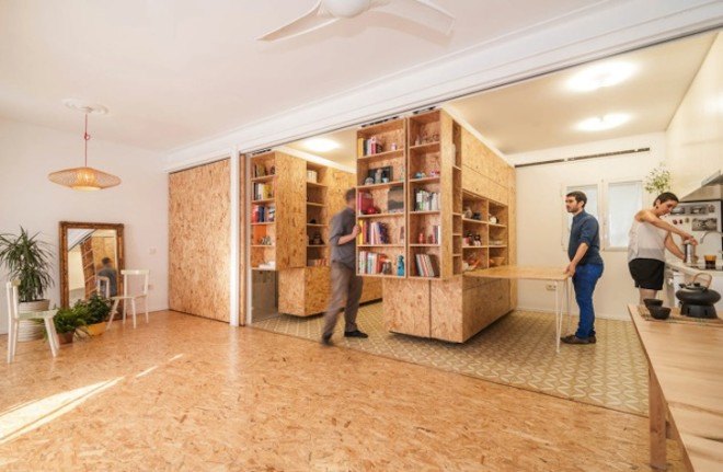 multifunctional, PKMN Architectures, ERREPILA, Yolanda Pila, All I Own House, sliding dividers, modular dividers, dividers, transformable home, modular units, foldaway furniture, space saving furniture, space saving apartment, tiny apartment,