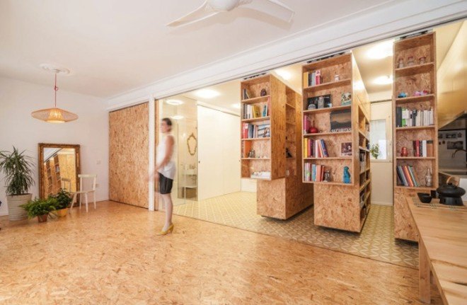 multifunctional, PKMN Architectures, ERREPILA, Yolanda Pila, All I Own House, sliding dividers, modular dividers, dividers, transformable home, modular units, foldaway furniture, space saving furniture, space saving apartment, tiny apartment,