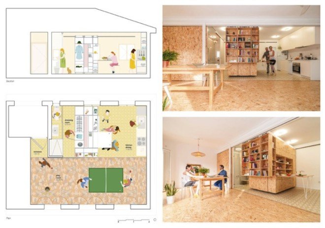 multifunctional, PKMN Architectures, ERREPILA, Yolanda Pila, All I Own House, sliding dividers, modular dividers, dividers, transformable home, modular units, foldaway furniture, space saving furniture, space saving apartment, tiny apartment,