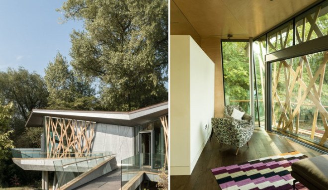 Wilkinson Eyre Architects, treehouse, Maggie's Centre, England, cancer patients, resort, natural materials, natural light, skylights, wooden facade, facade design