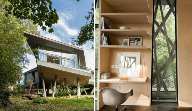 Wilkinson Eyre Architects, treehouse, Maggie's Centre, England, cancer patients, resort, natural materials, natural light, skylights, wooden facade, facade design