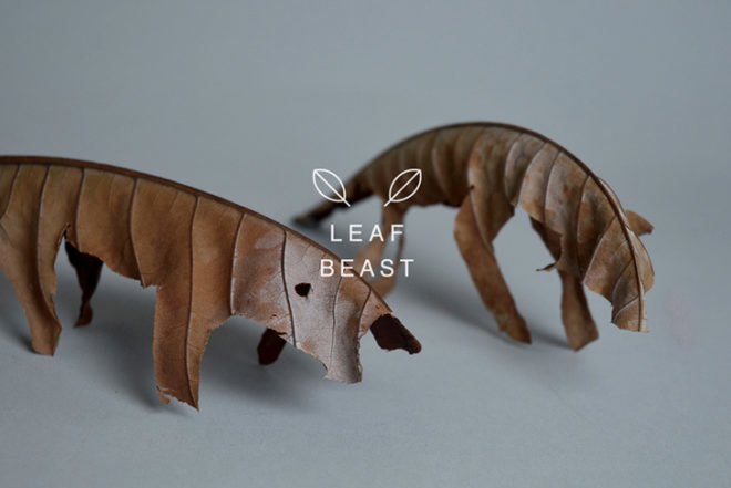 Baku Maeda, leaves animals, Leaf Beast, autumn art, ephemeral art, Japanese craft,