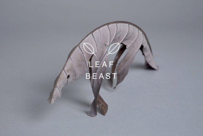Baku Maeda, leaves animals, Leaf Beast, autumn art, ephemeral art, Japanese craft,