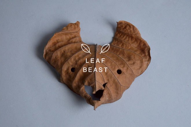 Baku Maeda, leaves animals, Leaf Beast, autumn art, ephemeral art, Japanese craft,