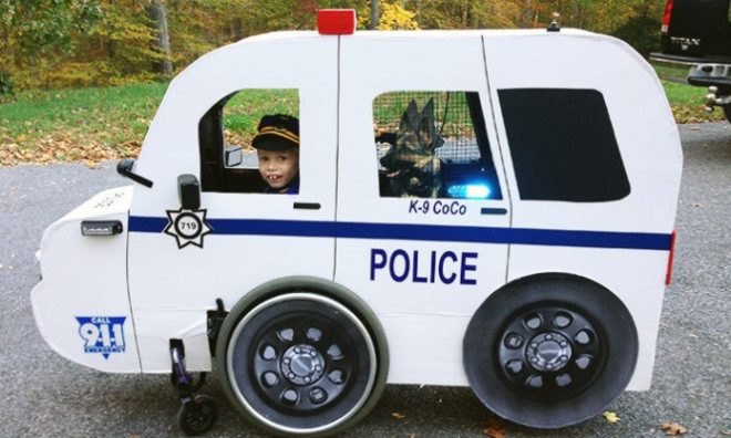 Carly's Police Car Costume, costume contest, diy costume, diy halloween costume, green design, green halloween, Green Halloween Costume Contest, inhabitat green halloween contest diy