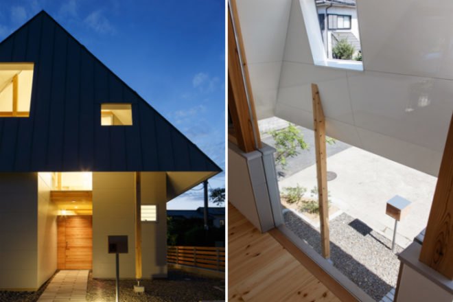 House AA, Mocha Architects, tiny japanese house, overhanging roof, solar shading, sun shading, japan, tiny house, small space living