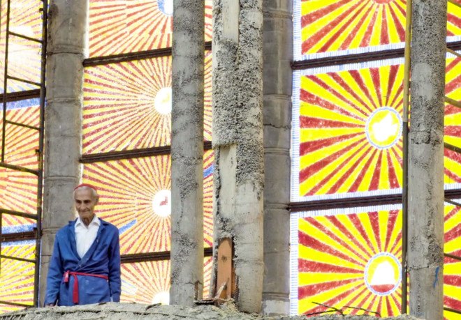 Don Justo, eco church, faith based green, green cathedral, green church, green house of worship, Justo Martinez, Lady of The Pillar Cathedral, recycled building materials, reused brick, salvaged building, salvaged building materials, Spanish Cathedral