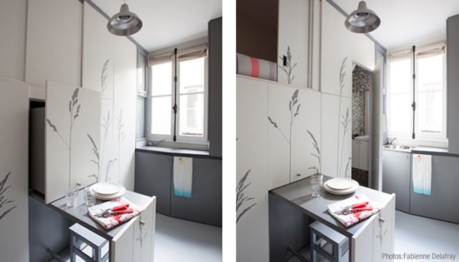 kikoto, french architects, small space living, small apartments, tiny spaces, swiss army knife, paris, transformable furniture, modular furniture, space-saving design