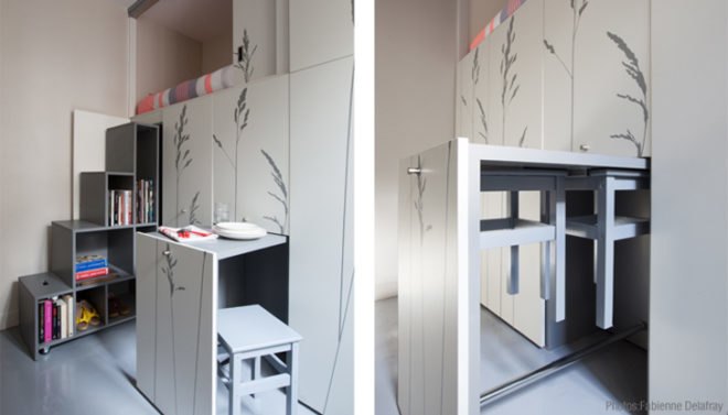 kikoto, french architects, small space living, small apartments, tiny spaces, swiss army knife, paris, transformable furniture, modular furniture, space-saving design