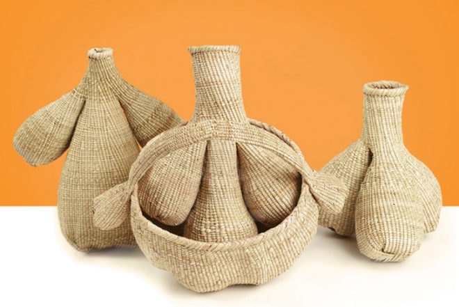 Matali Crasset, Gourd's Family, Basket Case II, weaved baskets, social design, waving workshop, biodegradable containers, waved dried plants