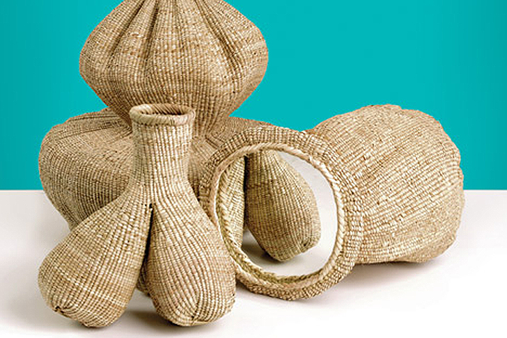 Matali Crasset, Gourd's Family, Basket Case II, weaved baskets, social design, waving workshop, biodegradable containers, waved dried plants