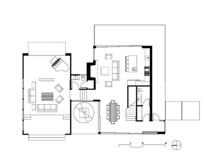 Oak Pass Guesthouse, barn, converted barn, Walker Workshop, fire-resistant timber, timber planks, concert hall, polished concrete, floor to ceiling windows, floor to ceiling glass, natural light, contemporary home, guesthouse, beverley hills, los angeles,