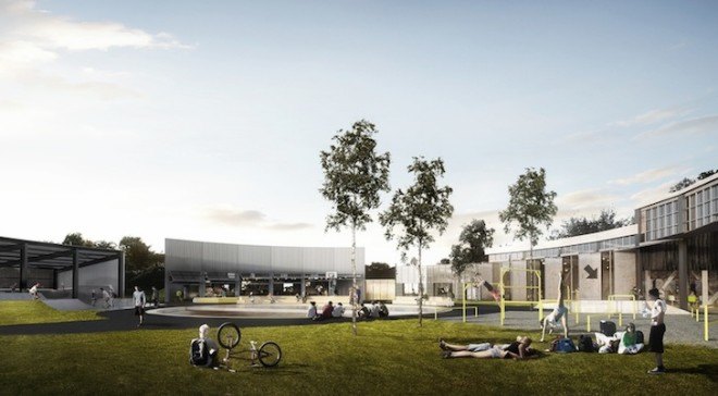 StreetMekka Esbjerg, StreetMekka, EFFEKT, industrial building, train depot, skateboarding, skatepark, street sports, skateboarders, multifunctional sports center, Denmark, Esbjerg